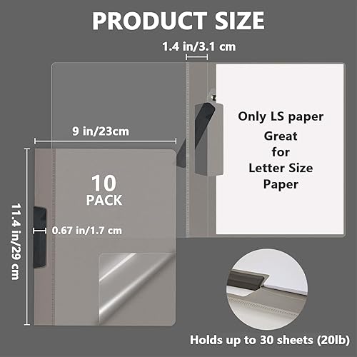 Miniatura 9 de TOTiyea Paquete de 25 portadas transparentes para informes con clip oscilante, carpeta de archivos con clip oscilante, capacidad de 30 hojas,