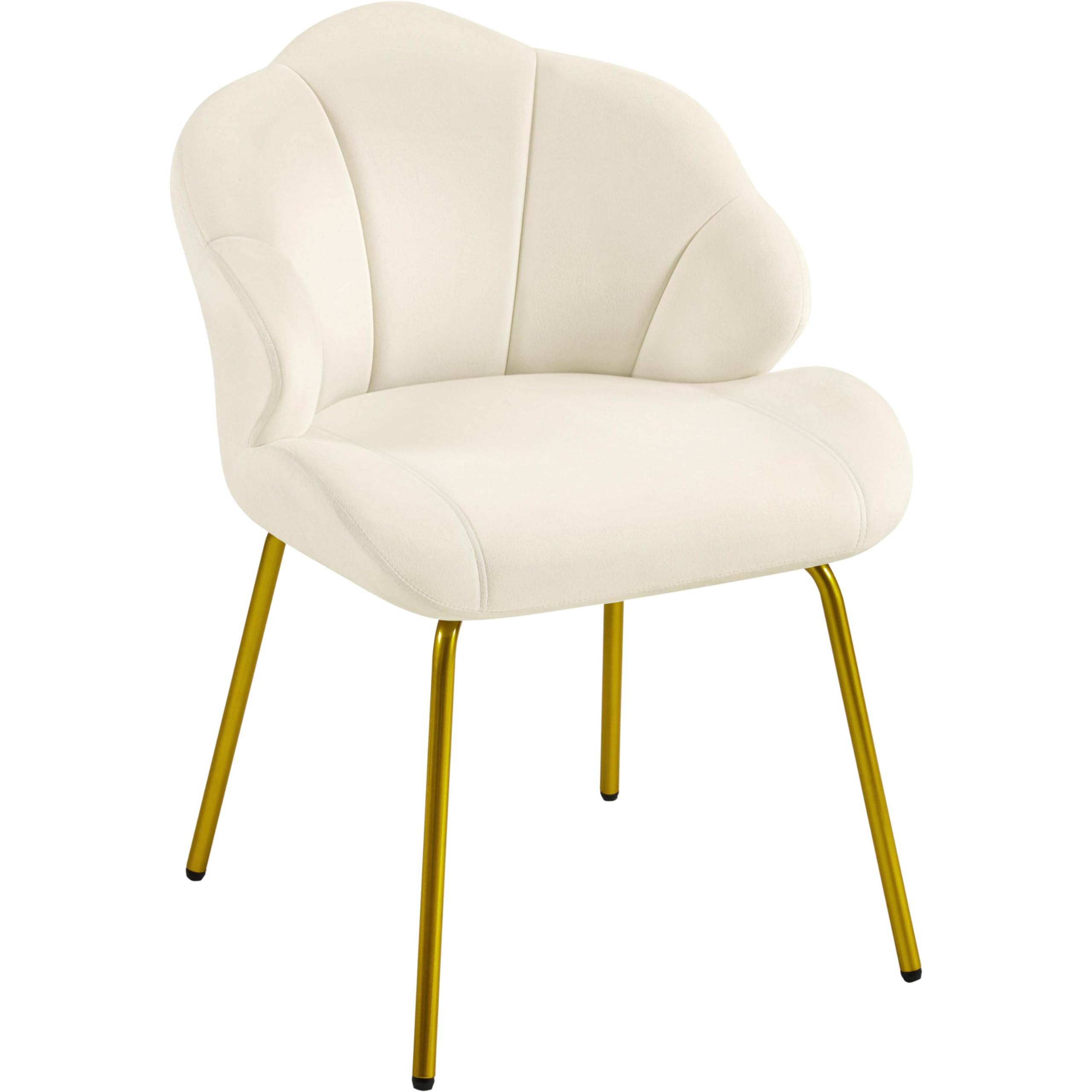 Yaheetech Velvet Armchair, Accent Tub Chair with Metal Legs, Cute Vanity Chair with Shell Shaped Backrest for Living Room/Bedroom/Dressing Table/Office, Beige โ image 1