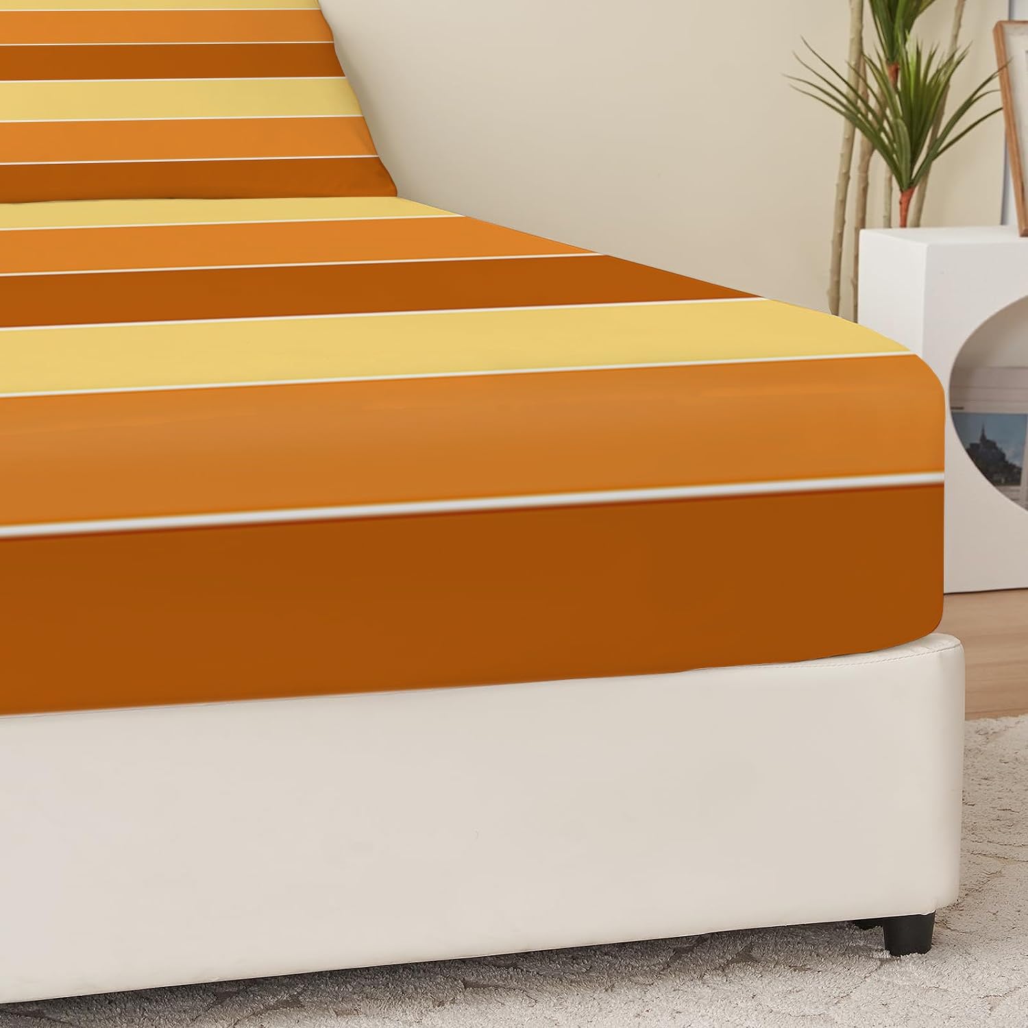 Kinder Spannbettlaken 160x200cm Streifen Mikrofaser Spannbetttuch bis 30cm Matratzenhöhe Weiche Matratzenauflage, Hypoallergen Fade & Wrinkle Resistant