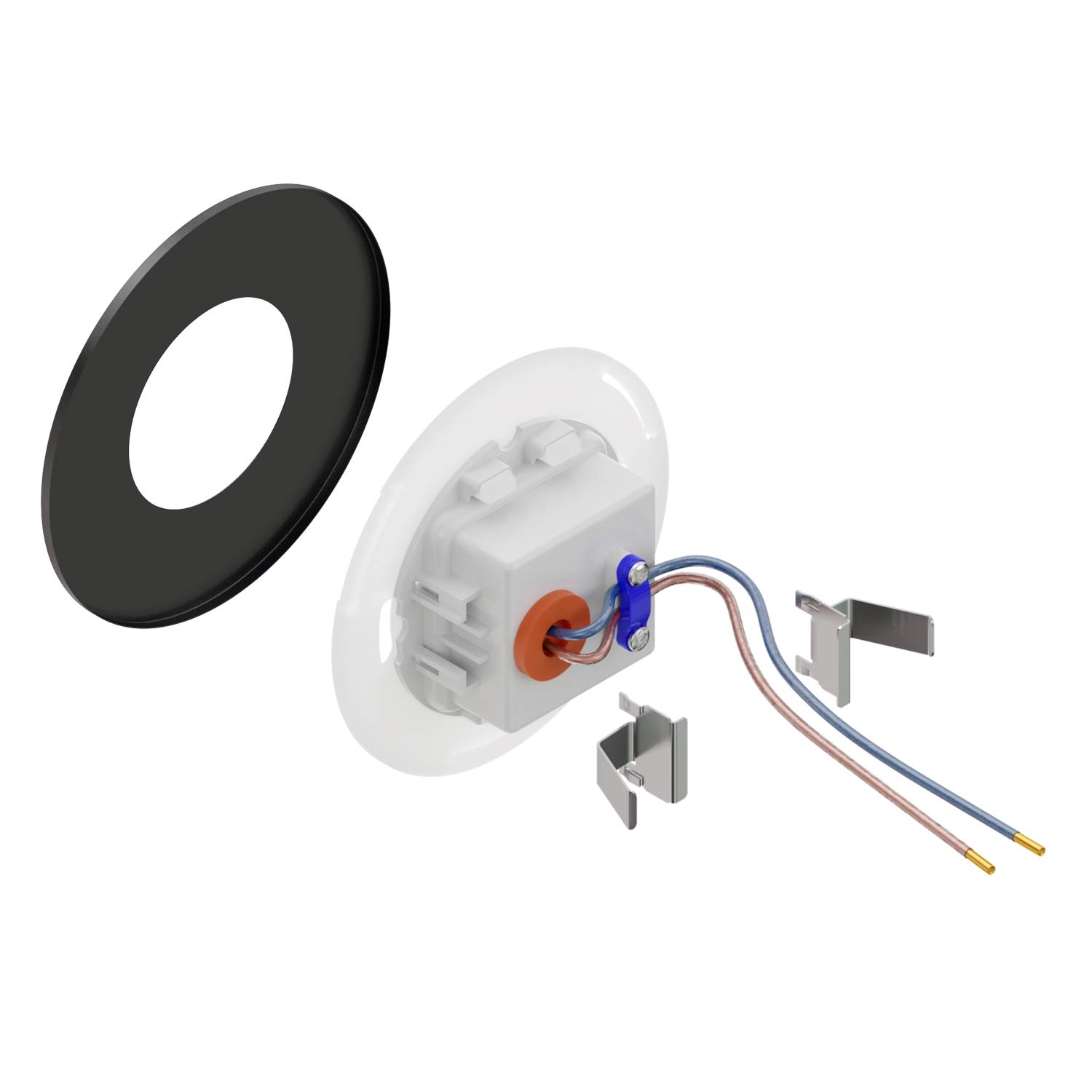 ledscom.de 10 LED luz de escalera/plafón empotrado FEX para interiores y exteriores, redondo, negro, 85mm Ø, blanco cálido
