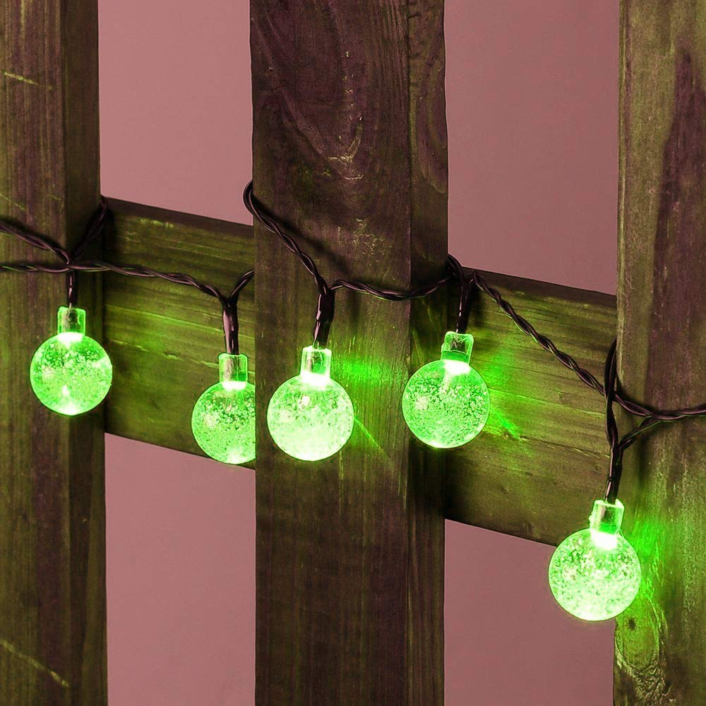 OKQYIMAQQ Solar Grobe Ball String Lights Outdoor, 22m 200LED Solar Ball String Lights Waterproof 8 Mode for Garden Yard (Green)