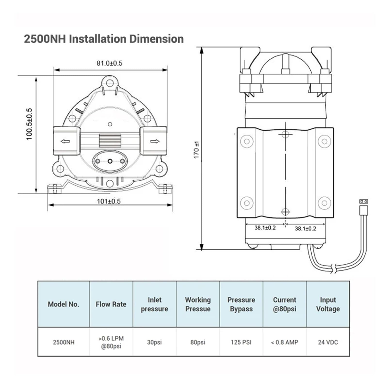 Bomba De Refuerzo Agua RO 24V 50gpd 2500NH Aumenta La Presión Del Sistema Ósmosis Inversa Funcionamiento Suave Caudal Constante Fiable