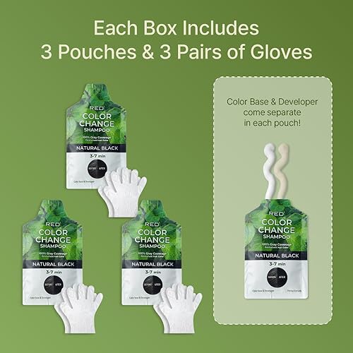 Miniatura 4 de KISS Quick Cover - Champú natural con cambio de color a base de hierbas, 3 bolsas (paquete de 2, negro natural)