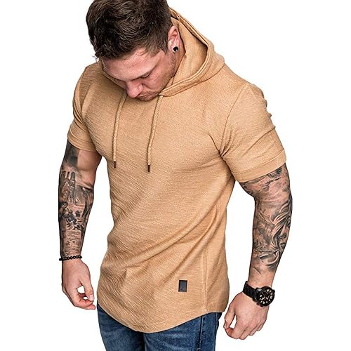 Mens Fashion Athletic Hoodies Sport Sweatshirt Solid Color Fleece Pullover