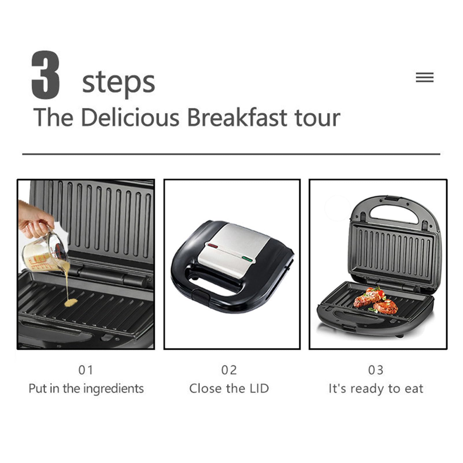 Cryfokt Macchina per Colazione 6 in 1, Piastra per con Piastre Rimovibili