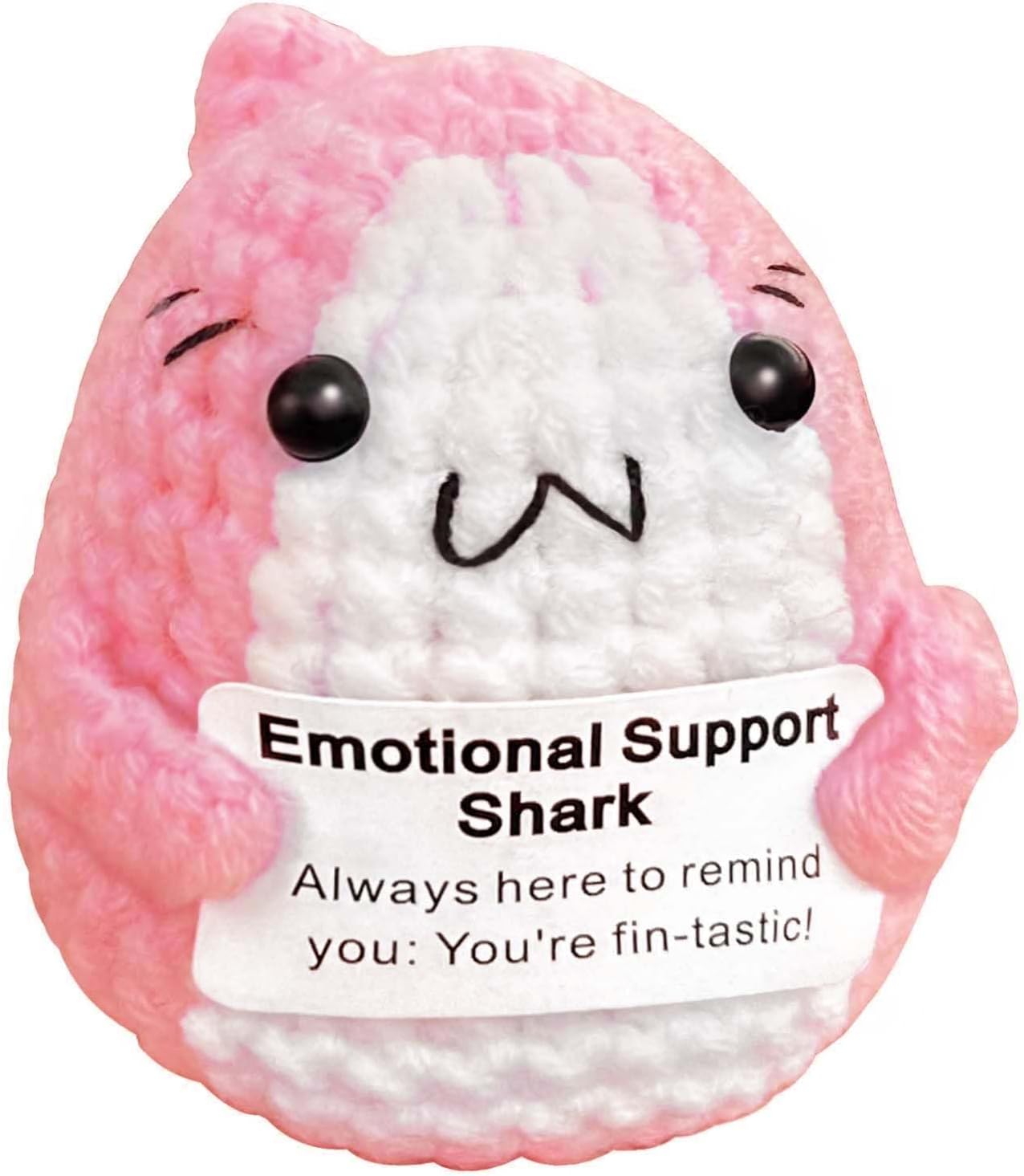 Positive Animals Shark Gifts, Crochet Shark Lovers Birthday Gift for Women Teen Girls, Emotional Inspirational Motivational Encouragement Gift Pink 1Pc
