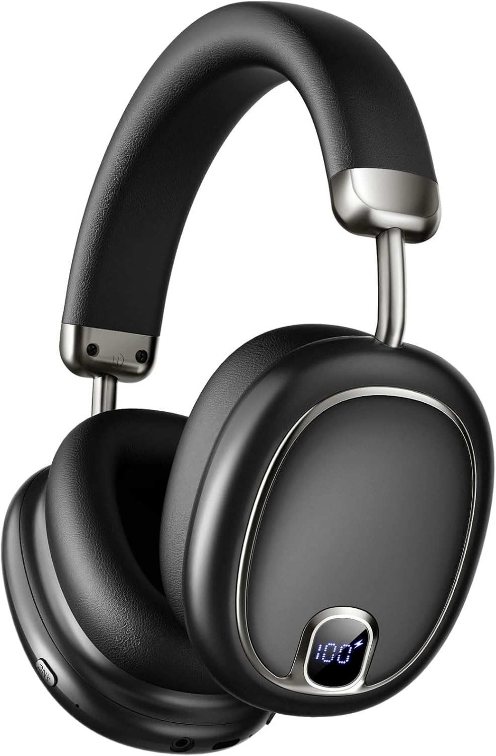 Bluetooth 5.4 Headphones Over Ear, Active Noise Cancelling Headphones,100H, LED Display Wireless Headphone with Mic, Transparency Mode, Low Latency, HiFi Audio, Earbuds for Travel Game Office, Black