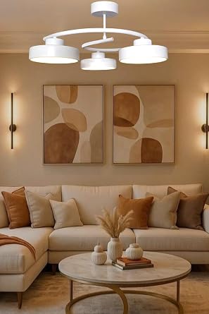 Dönence Led Beyaz Renk Modern Tasarım Enerji Tasarruflu Üç Renk Işık Ledli Dekoratif Avize Salon Yemek Odası [Enerji Sınıfı A++]