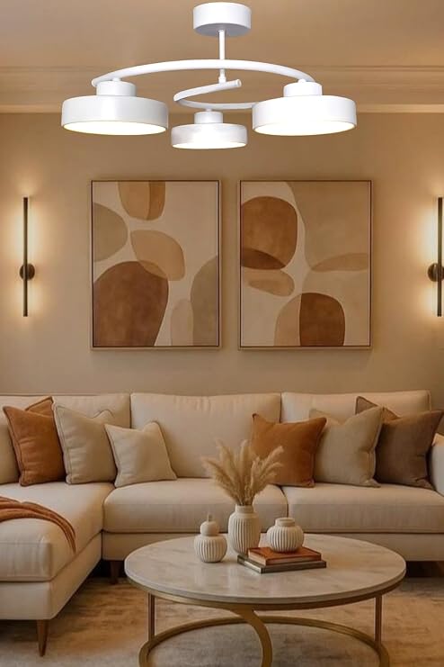 Dönence Led Beyaz Renk Modern Tasarım Enerji Tasarruflu Üç Renk Işık Ledli Dekoratif Avize Salon Yemek Odası [Enerji Sınıfı A++]