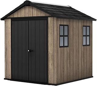 Signature Apex Shed 7.5x7ft – Ashwood Brown | 303.7 cu.ft Outdoor Storage | Customisable Door & Window Placement | Weatherproof, Ventilated & Raised Floor | Garden Tools & Equipment