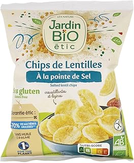 Jardin BiO étic - Chips de lentilles à la pointe de sel - bio - Salé - Certifié AB - Sachet de 50g