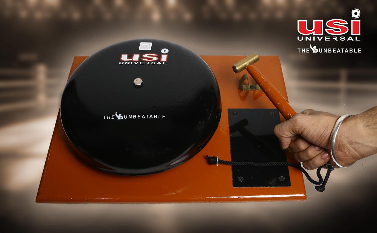 USI UNIVERSAL Boxing Ring Gong | Solid Wood Board And Large Brass Striking Hammer 1