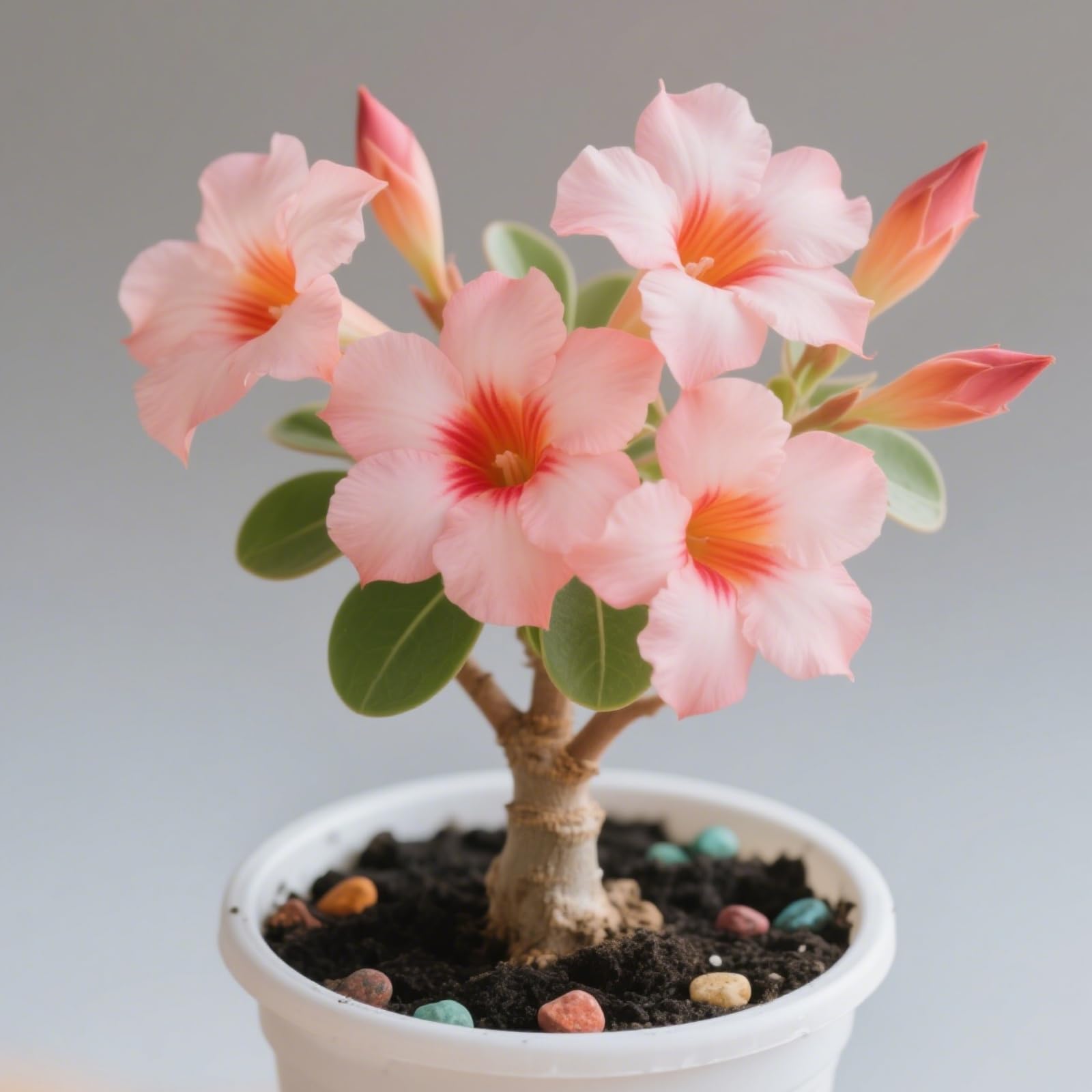 Rosa del deserto bonsai/adenium obesum-Decorazione per Casa e Giardino/per Ogni Spazio/Resistente e Facile da Curare/Colore Vivido-B-5 Rhizome