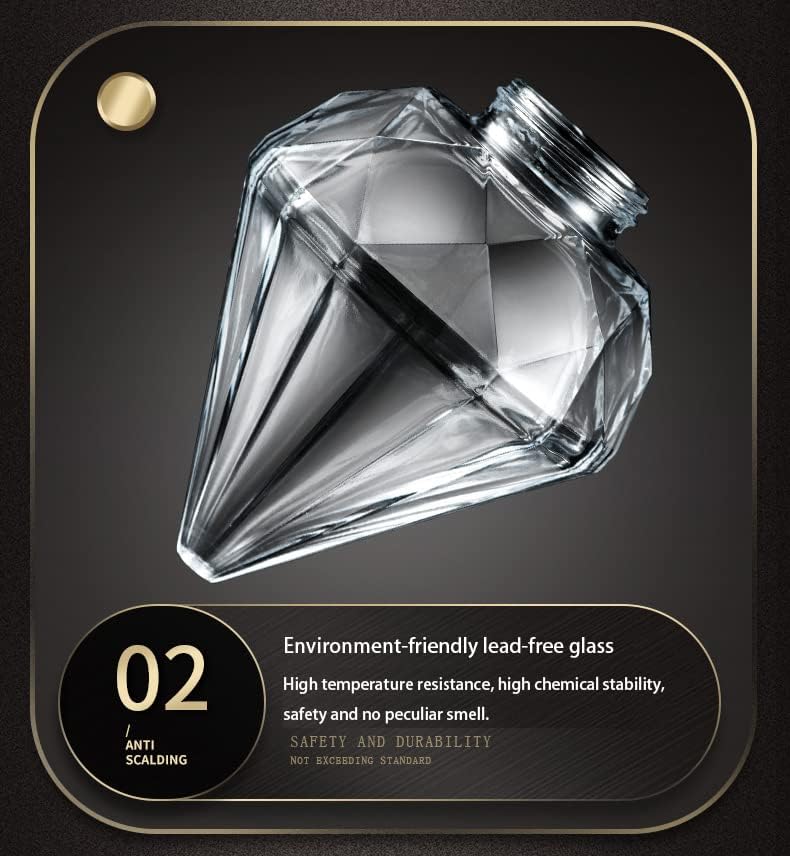 Distributeur De Miel En Verre Diamant 200ml - Support Inclus, Anti-goutte, Pour Sirop, Huile, Vinaigre - 6