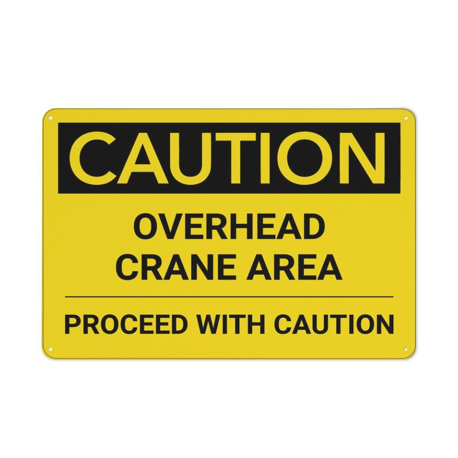 Xewazd A422 8"X12" Rust-Free Aluminum Caution Sign - Overhead Crane Area (Proceed With Caution) | Weather Resistant, Durable, Easy To Mount