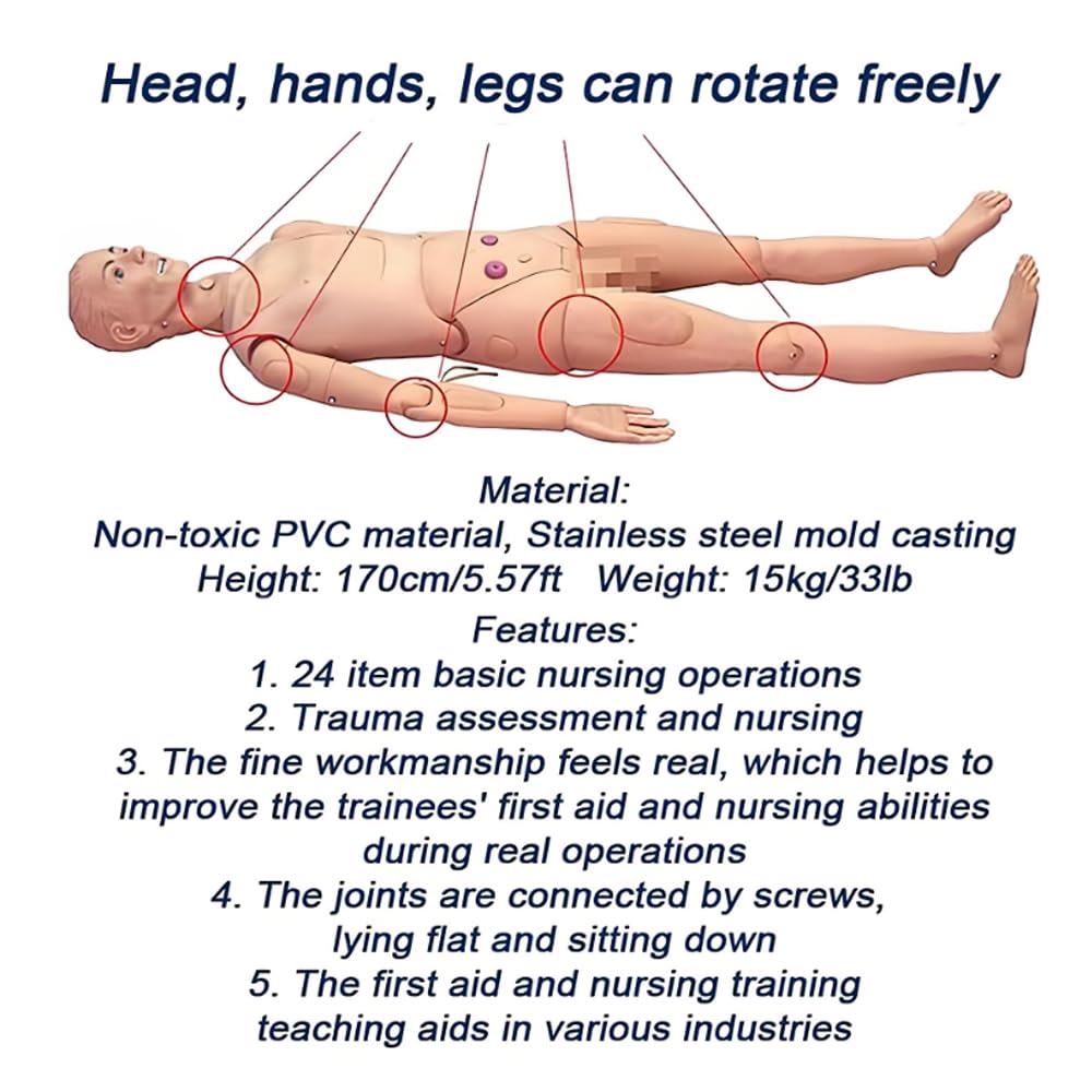 Modèle de mannequin de formation infirmière avec 15 modules, modèle d'enseignement des traumatismes avec combinaison de patient, modèle humain anatomique pour soins des plaies masculines