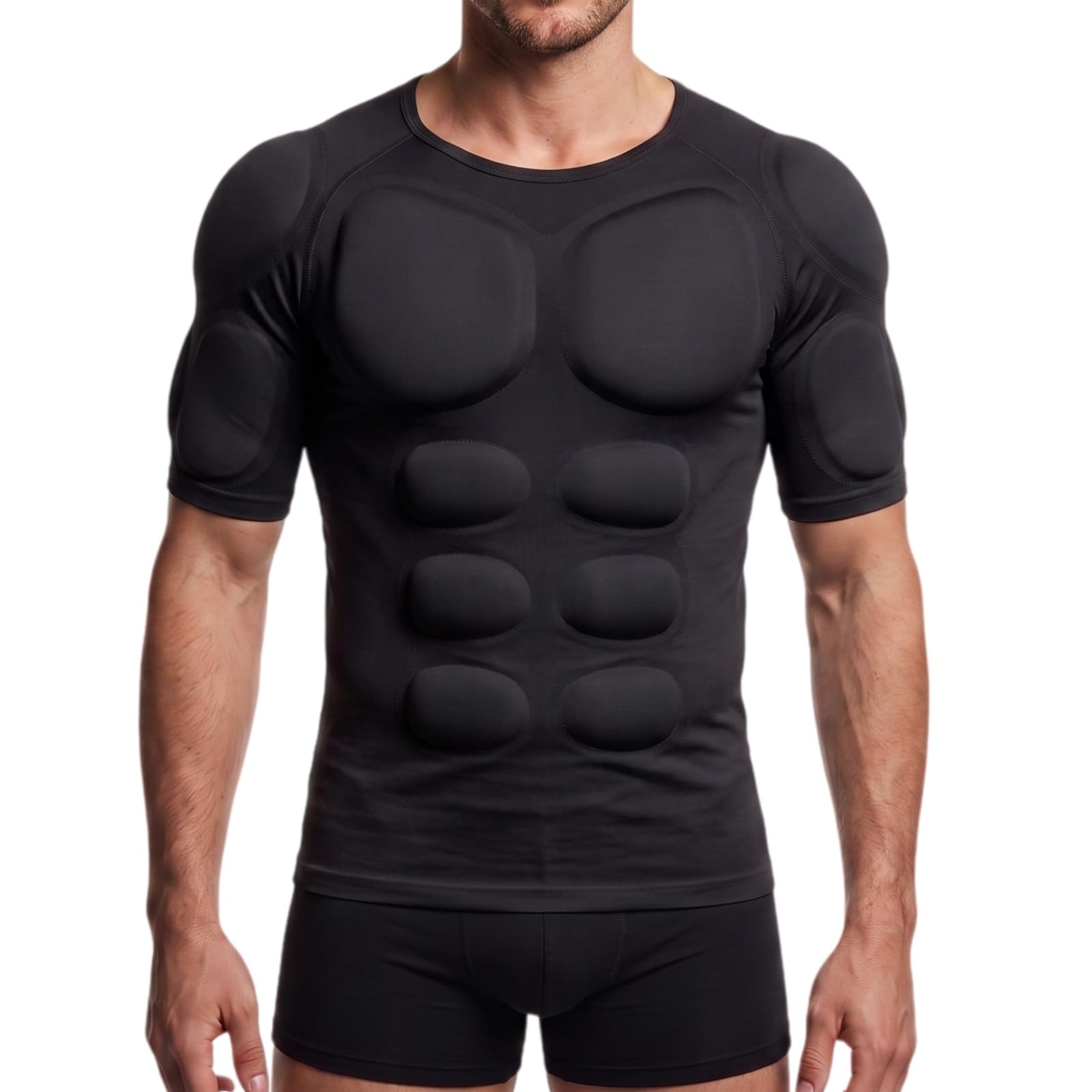 forma terraza muscle top, Compresion Modulos 3D Relleno de Musculo | Camiseta Acolchada de Musculatura con Relleno Removible, Invisible Bajo Camisas, Ligera y Transpirable con 4 Tallas