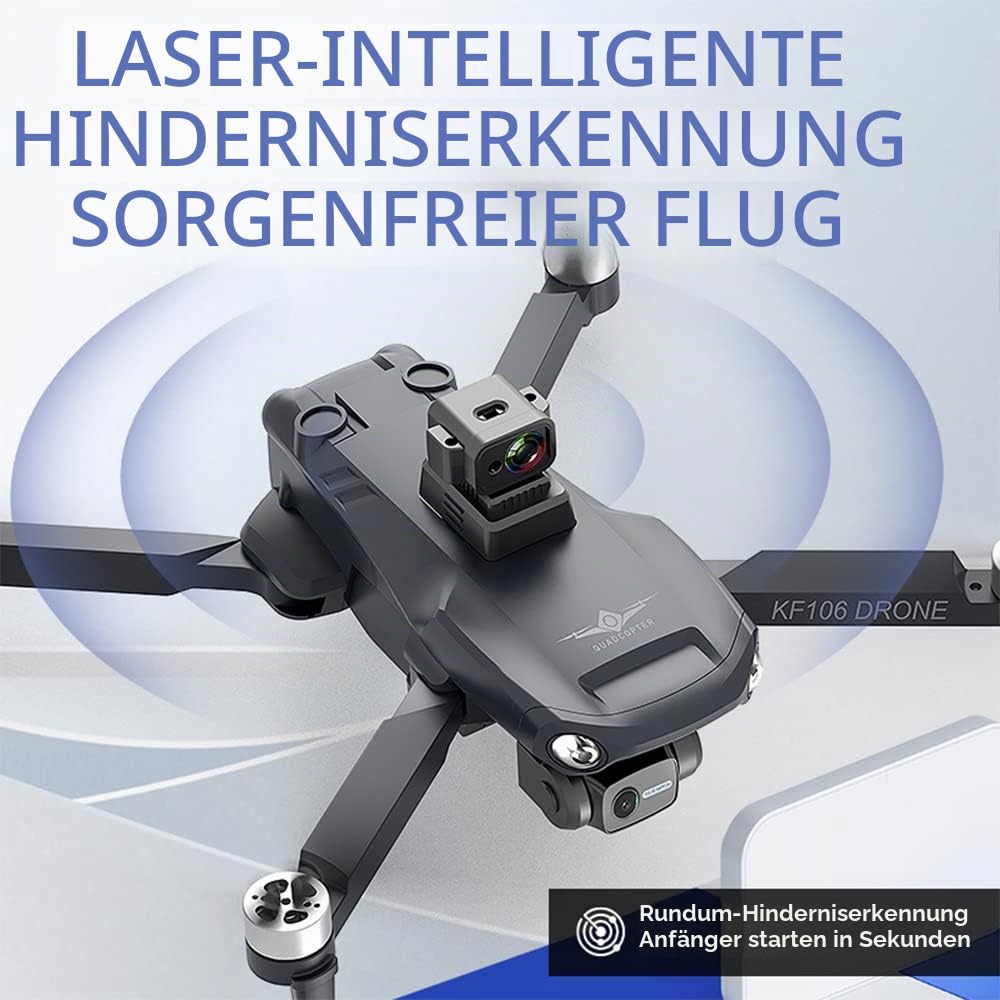 KF106 MAX Drohne mit Kamera 4K HD, 360 Grad Laser Hindernis Vermeidung, 3-Achsen Gimbal, 22 Minuten Flugzeit, GPS Folge mir, Intelligente Rückkehr