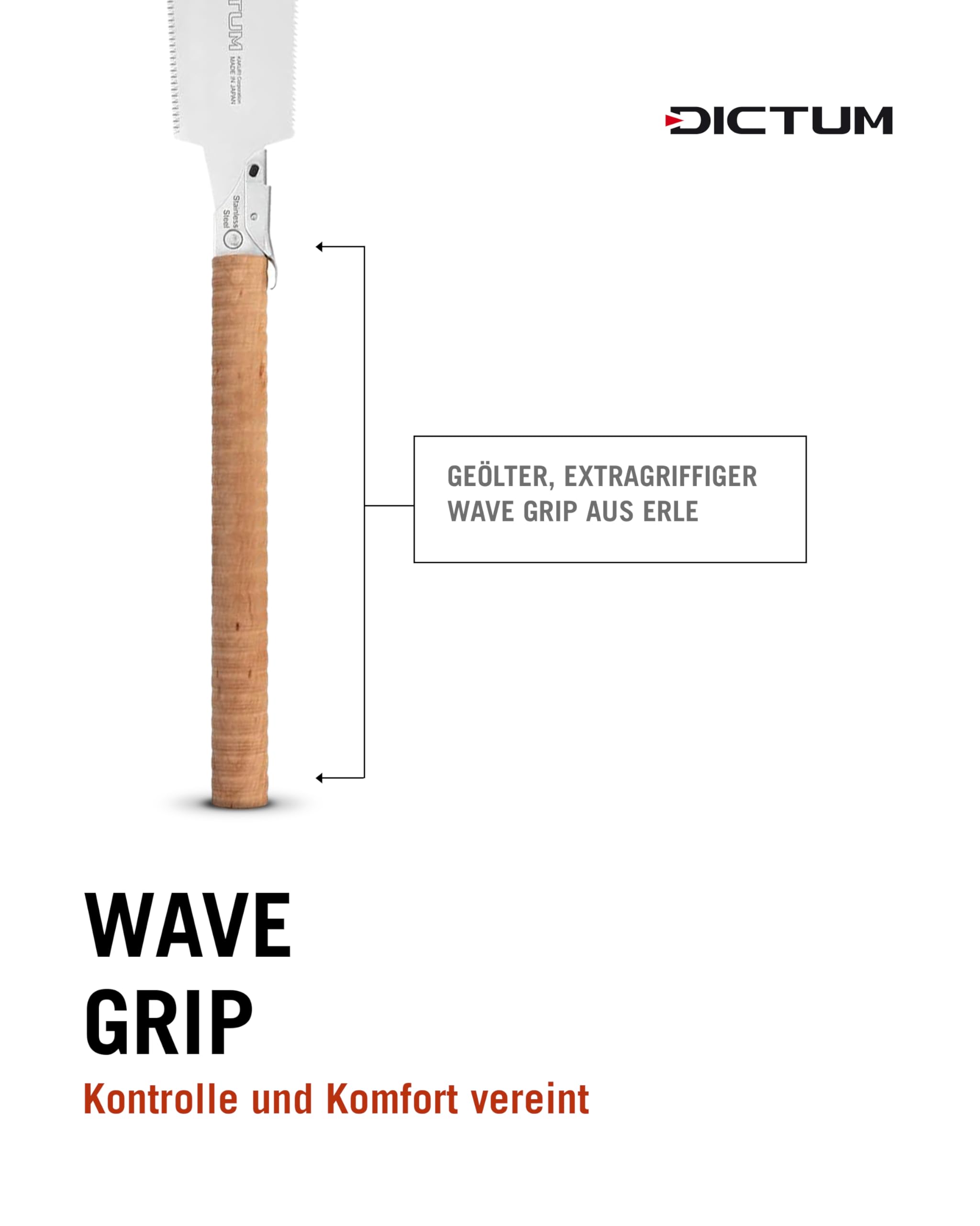 DICTUM Ryoba 240 Wave Grip – Japansäge, Holzsäge & Handsäge für Möbelholz und trockenes Holz | Ryoba für Quer- und Längsschnitte