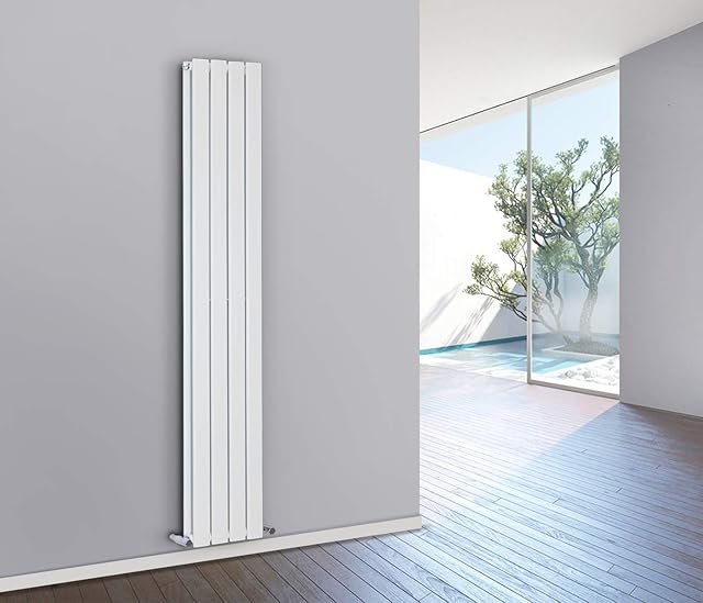 NRG Tall Vertical Flat Panel Column Designer Radiator 1600x272mm Central Heating Gloss White Double