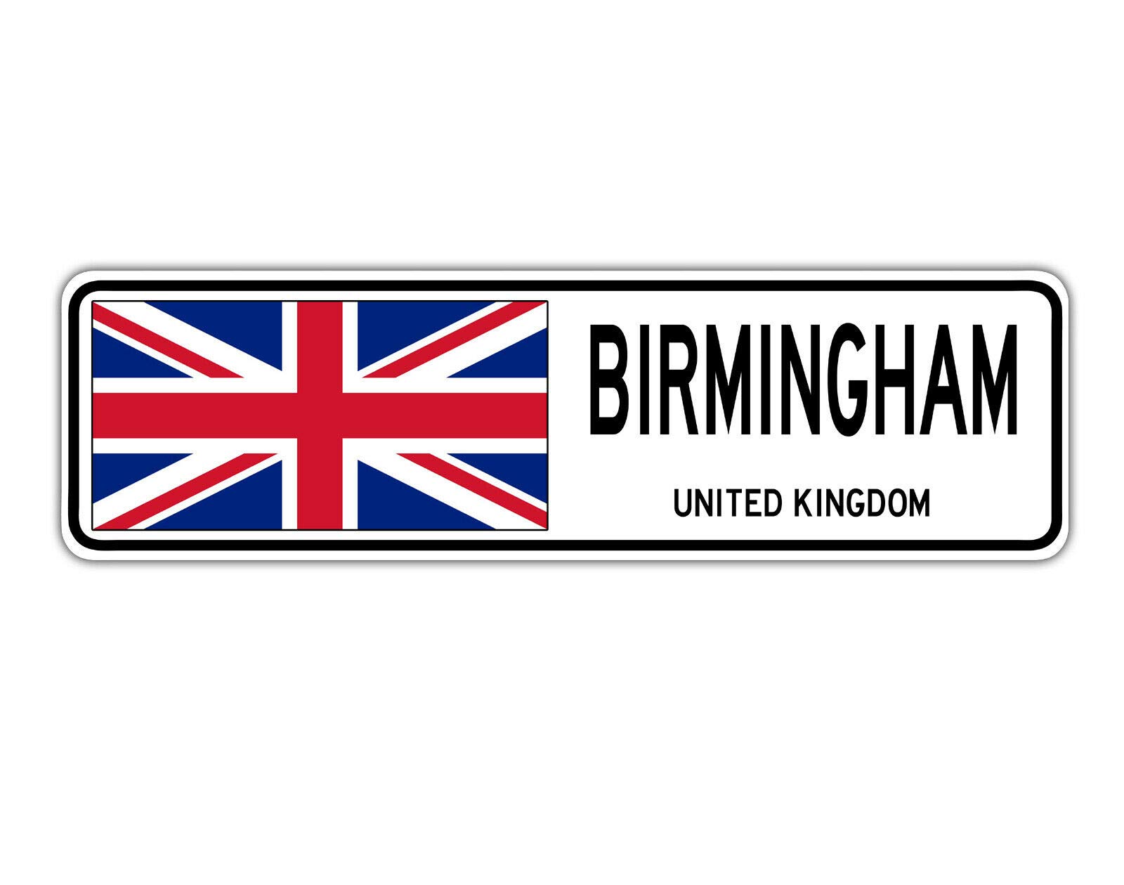 Biopracess Warningsigna7616 Birmingham, United Kingdom Street Sign British Flag City Country Road Wall Gift Street Sign 4X16 Inches