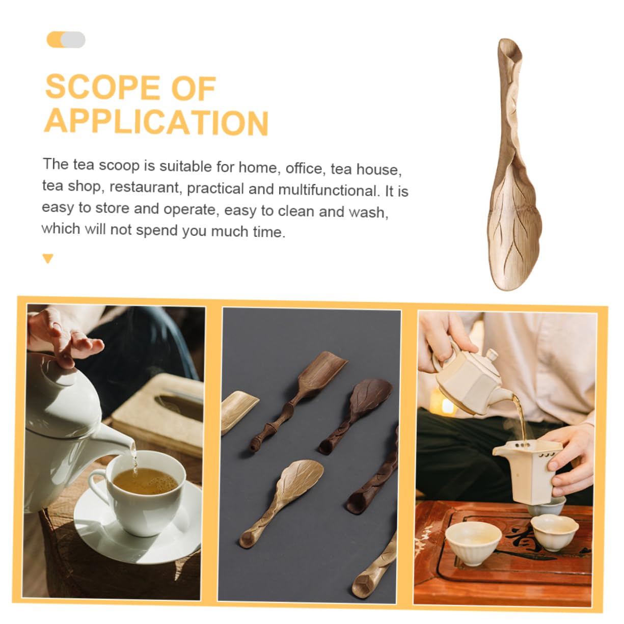 PRETYZOOM Delicate Textured Teaspoon Tea Shovel Bamboo Tea Scoop Tea Ceremony Utensil Tools Set