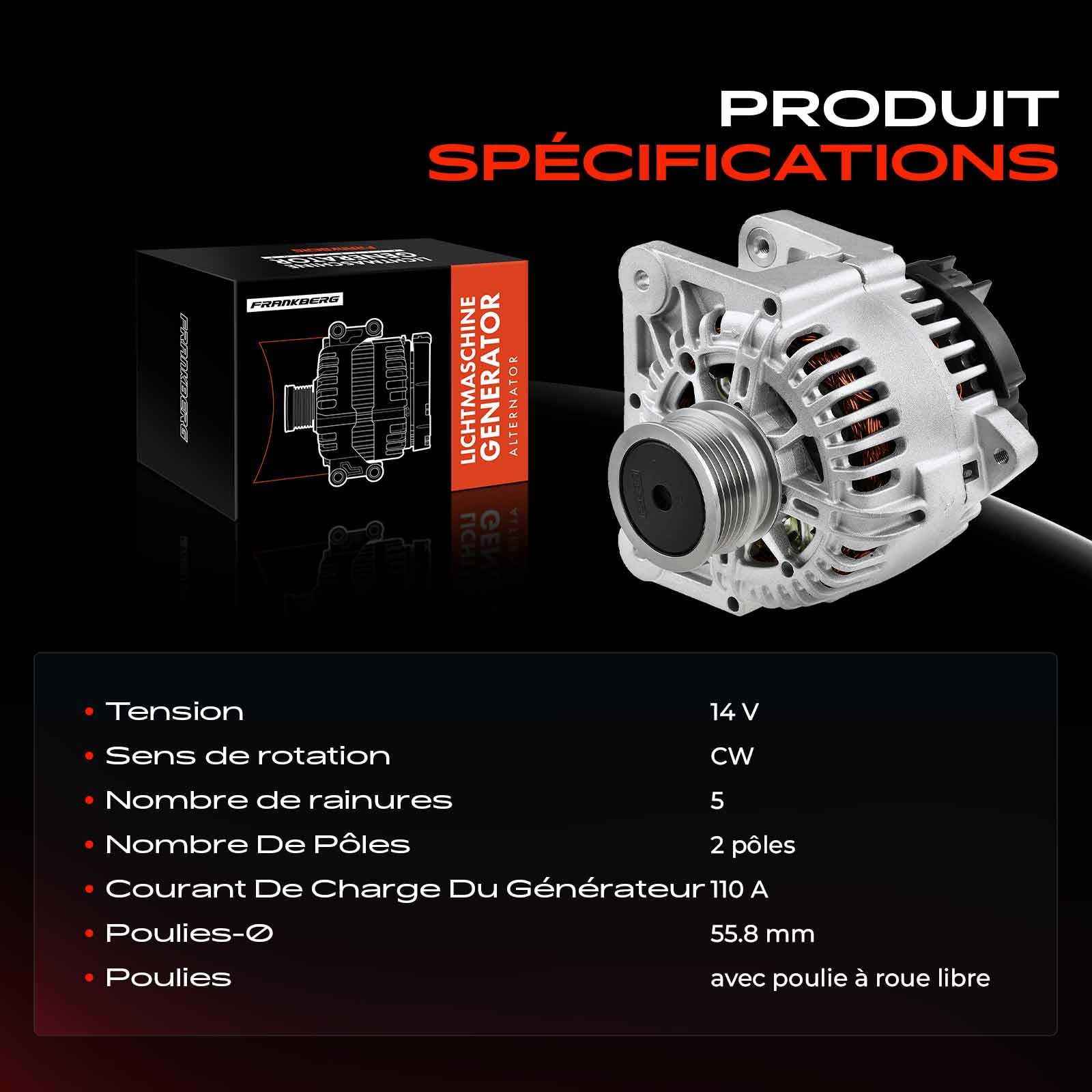 Frankberg Alternateur Compatible avec M.e.g.a.n.e II BM0/1 CM0/1 1.9L