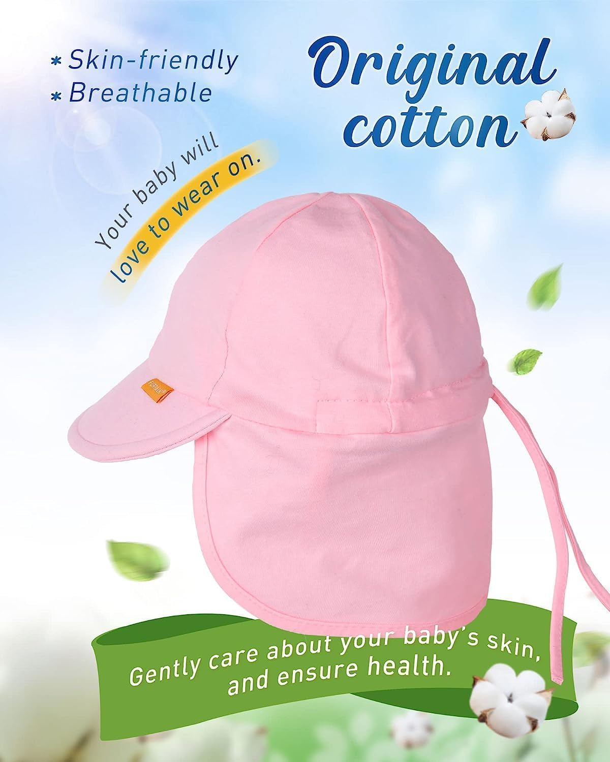 FURTALK Cotton Baby Toddler Sun Hat UPF 50+ UV Protection Kids Unisex Girls & Boys Summer Cap with Adjustable Chin Strap Neck Flap — view 4