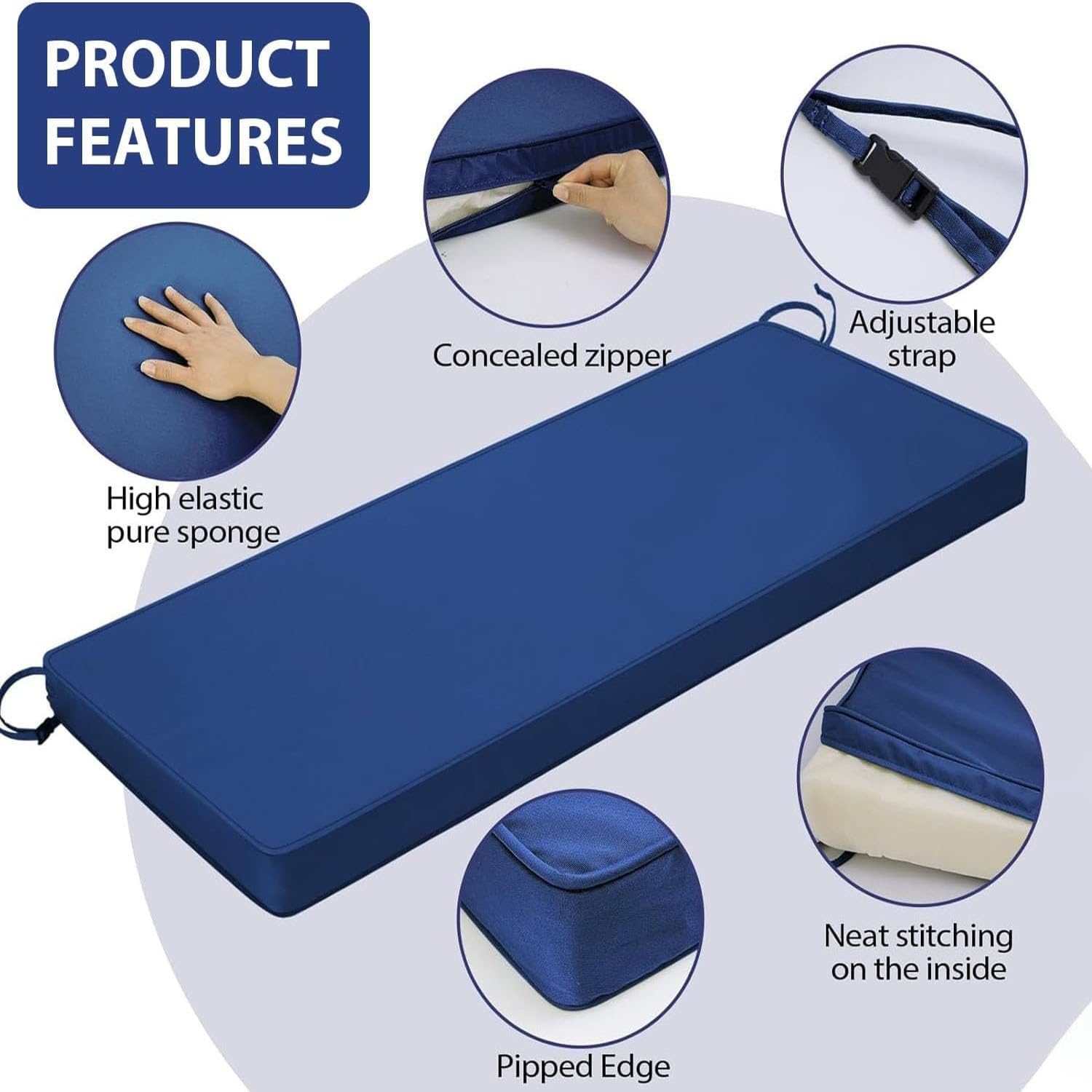 Coussin pour Banc de Jardin ,Imperméable Antidérapant Coussin de Siège en Mousse Épaisse avec Housse Amovible, Assise Coussin pour Banc de Mobilier Terrasse Canapé Extérieur(Gris foncé,110x45x5cm)