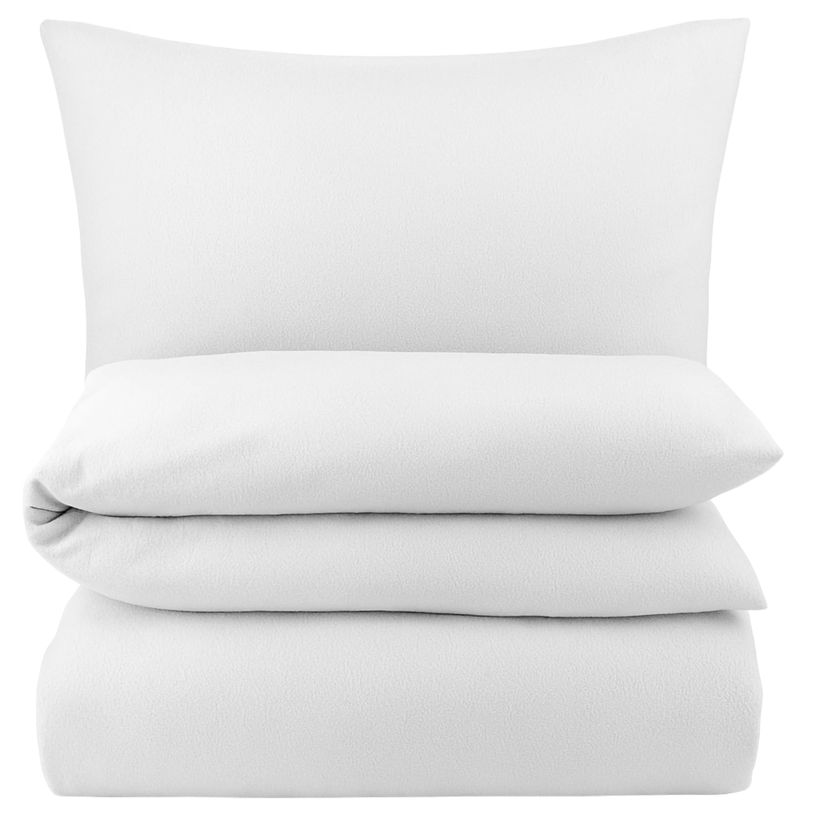 Carpe Sonno Biber Bettwäsche 135x200cm Weiß [Made in Germany] - 100% Baumwolle - Set 2 teilig Kissen und Decke | Flanell Bettwäsche 135x200 Winter | Biber Bettbezug | Winterbettwäsche kuschelig