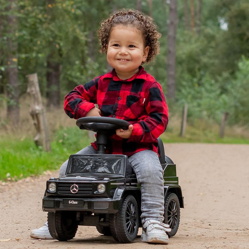 Bandits & Angels Rutschauto Laufwagen Mercedes Benz G350D Schwarz ab 1 Jahr für Jungen und Mädchen – Fördert die Motorik – Laufwagen 24 cm – Laufwagen in Schwarz