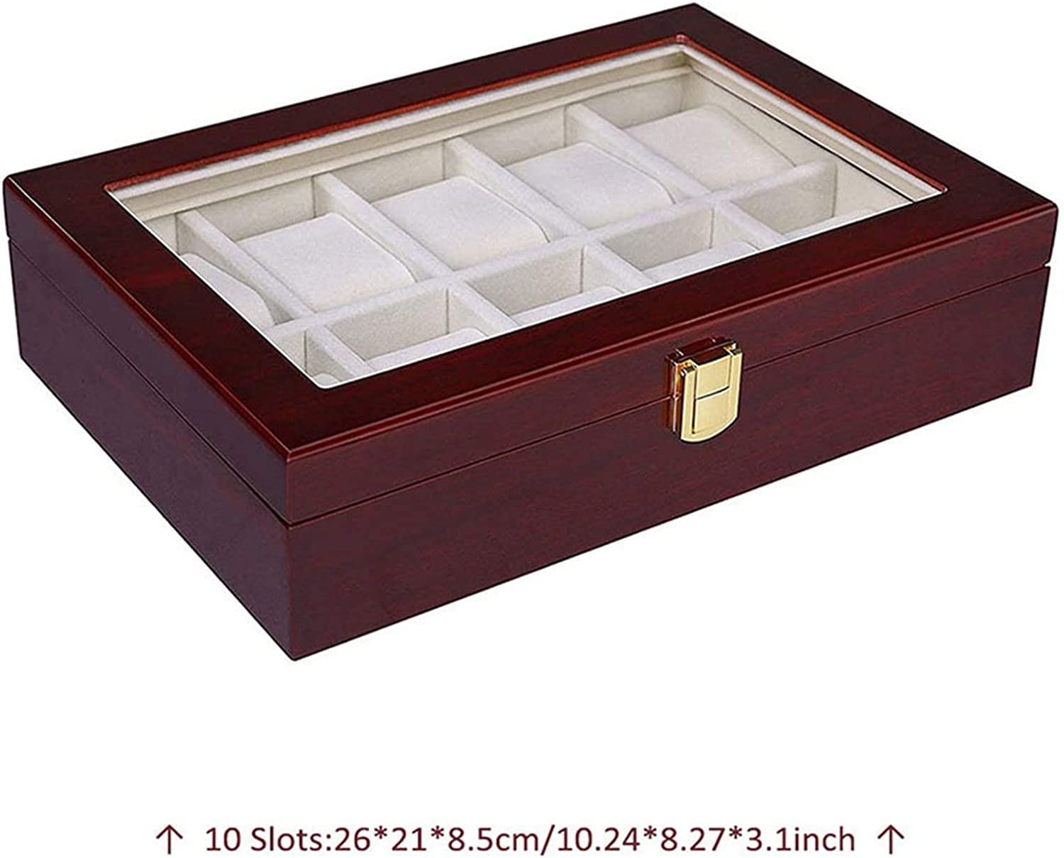 Uhrenbox, Vitrine, Organizer, Luxus-Uhrenbox, 10 Fächer, Uhrenhalter, Boxen für Männer und Frauen, Uhren-Organizer, Uhren-Organizer, Uhrenhalter (Farbe: einfarbig)