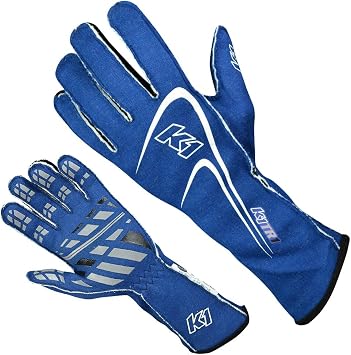 K1 Track 1 Auto Racing Youth Nomex Gloves - SFI 3.3/5-2018 - Blue - 3X-Small