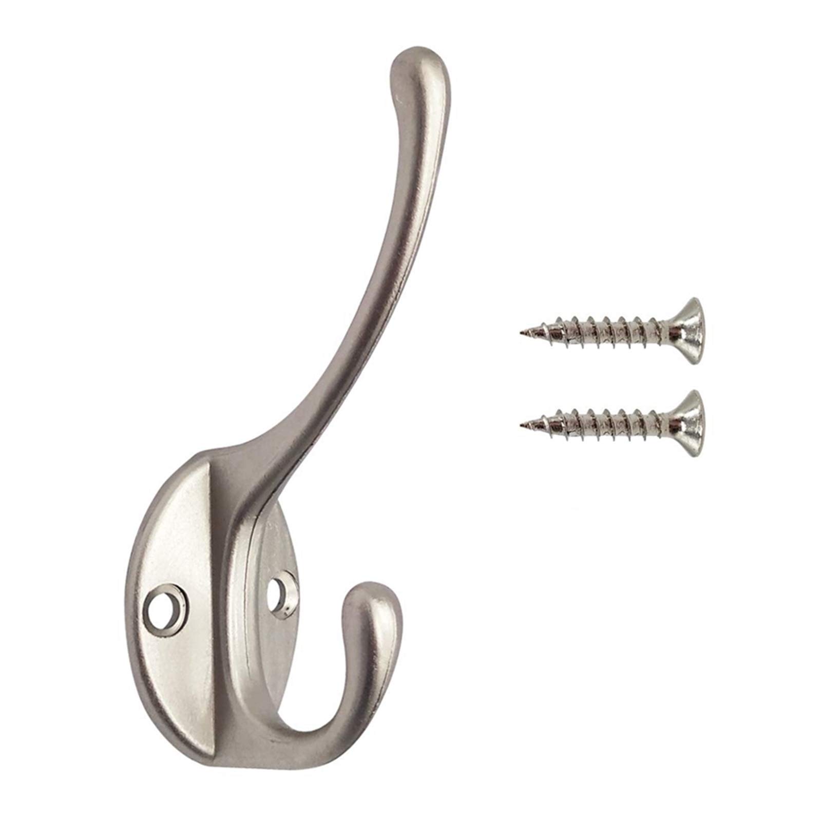 10 Pack Heavy Duty Double Prong Coat Hooks Wall Mounted Wth 20 Screws