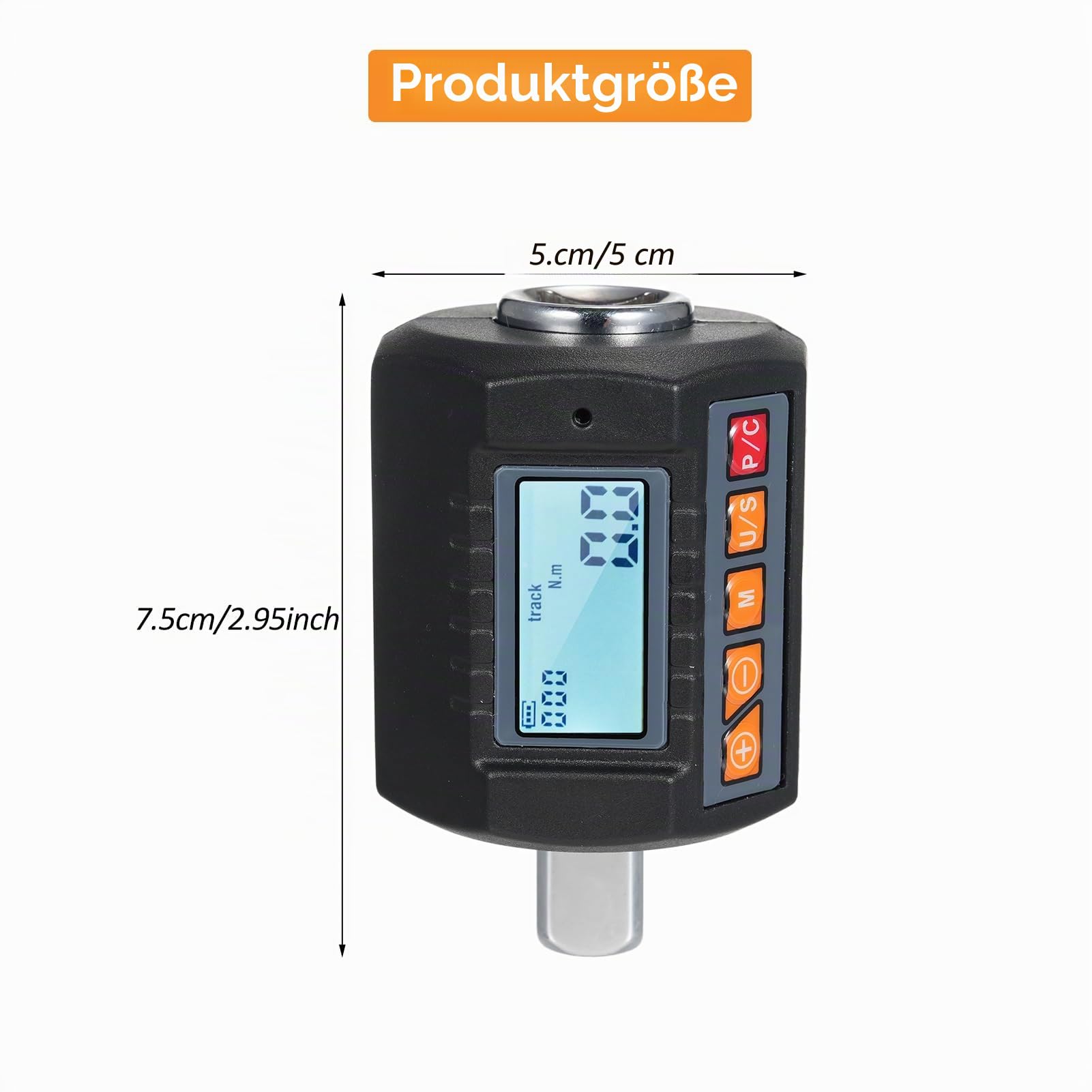 Drehmomentprüfer mit digitalem Display, Torsionsprüfer mit Schlüssel 1/2 Zoll und enthält Adapter für 3/8 Zoll und 1/4 Zoll mit Alarmfunktion von 4 hochpräzisen Torsionseinheiten