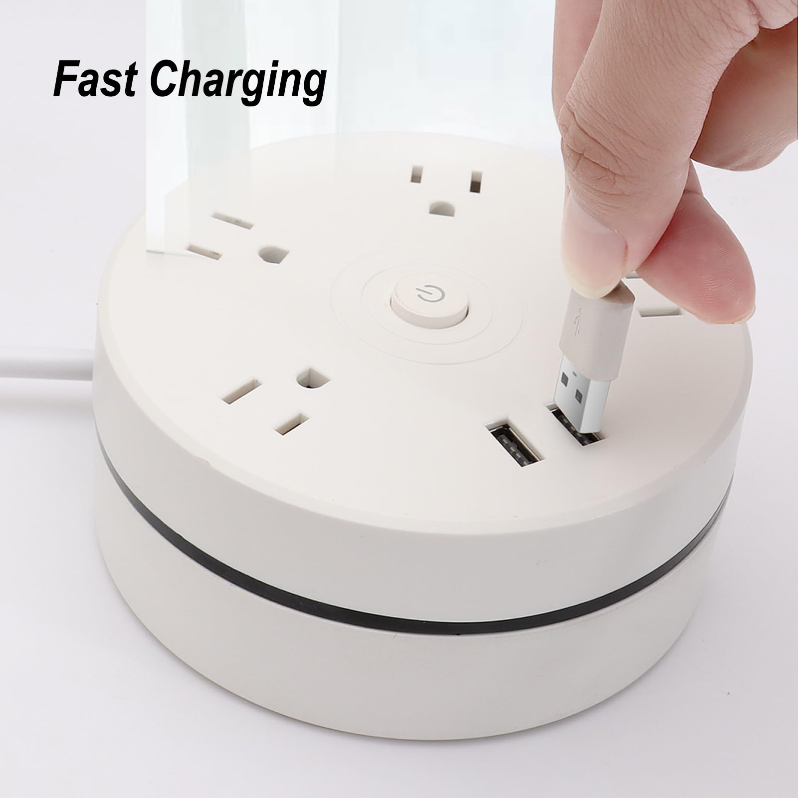 Wysuwana listwa zasilająca, wysuwany kabel przedłużający 6 stóp, z wtyczką 45°, zdejmowany hak, 4 gniazdka, 2 inteligentne porty USB do szybkiego ładowania, przenośny dla
