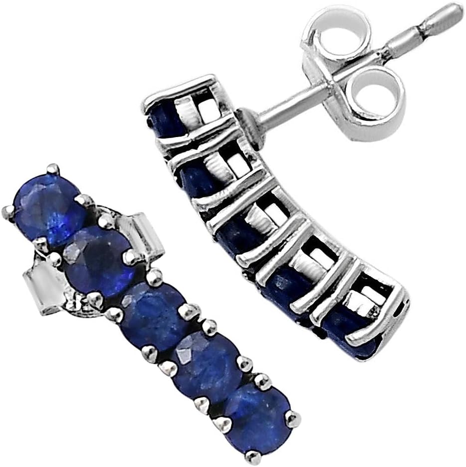 Natural Multi Stone Round Shape 925 Silver Stud Earrings DGE1070 E-1063