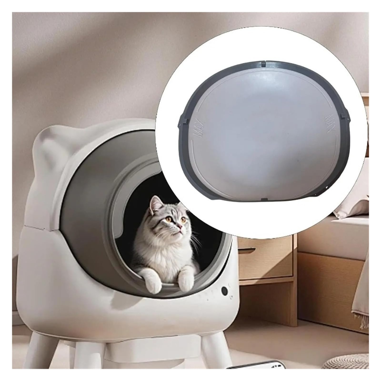 Compatible For Alfombrilla Silicona Caja Gatos Smart Toilet | Alfombrilla silicona, ajuste estable, repuesto gris, fácil limpieza