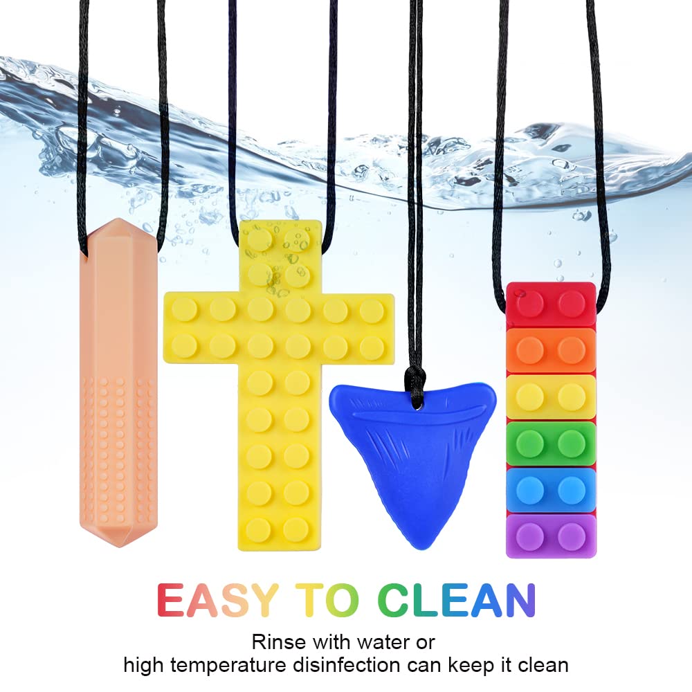 Vicloon Collana da Masticare Massaggiagengive, 4 Pezzi Collana da Masticare Sensoriale, Collana per Massaggiagengive in Silicone Senza BPAper Bambini, Dentizione Neonati Giocattolo