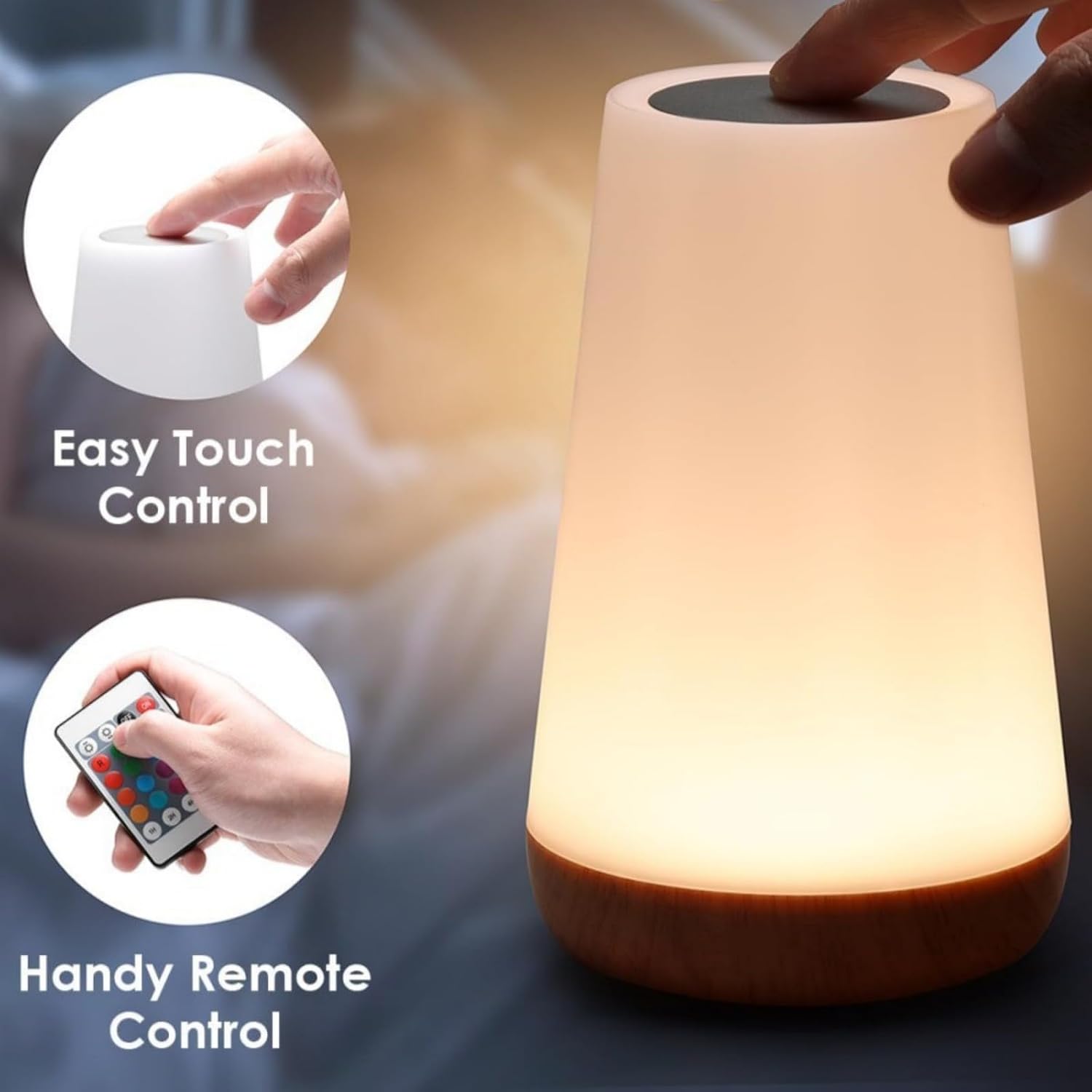 LED Pat Night Lights, Desk Lamp Table Lamp 13 RGB Colors Bedside Touch Remote, Cordless Portable Rechargeable Dimmable Ambient Light for Kids Adults Bedroom Nursery Camping Reading.