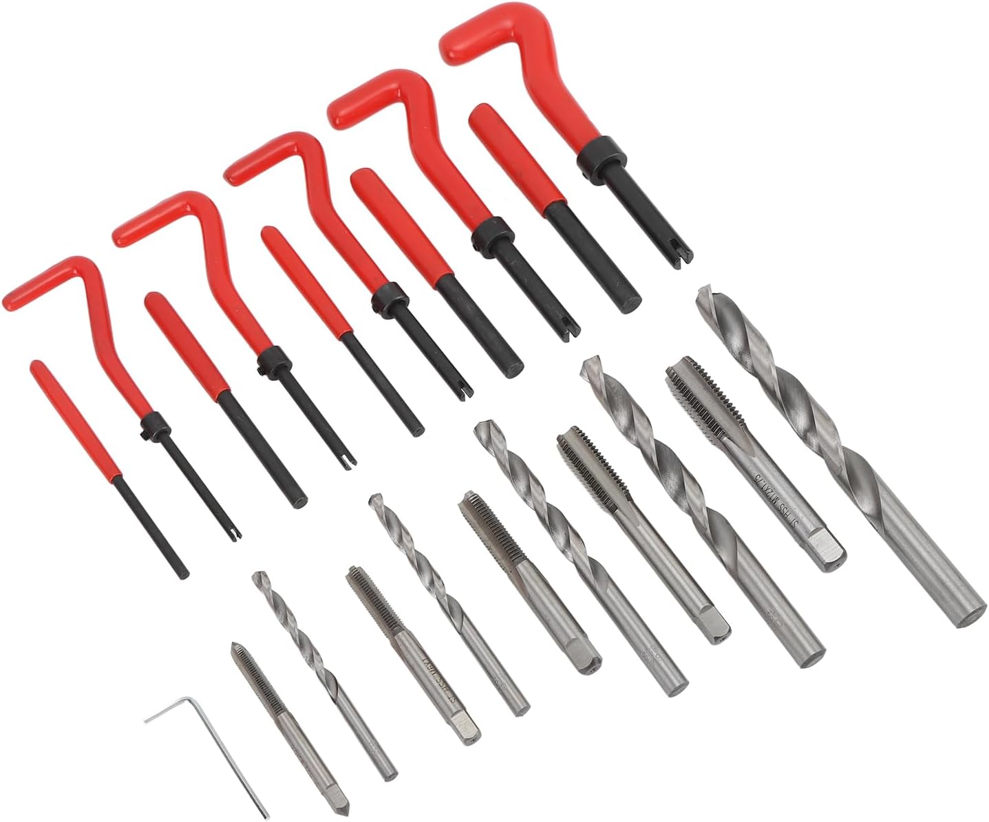 Metric Thread Repair Kit, HSS Thread Repair Insert Tool Kit for M5 M6 M8 M10 M12 Female Threaded Hole, Includes Drill Bits Taps Spiral Inserts with Storage Box