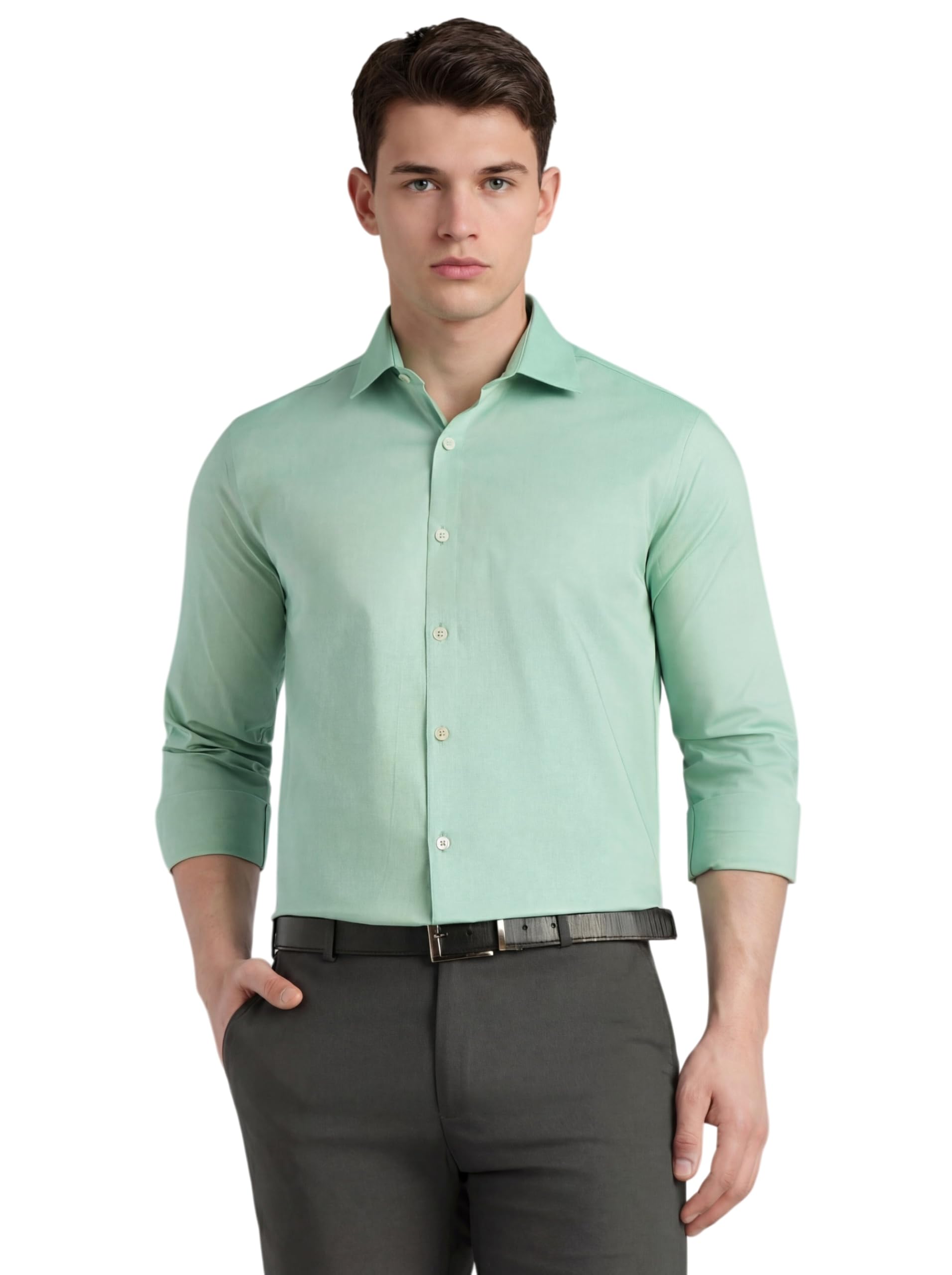 thomas scott Men's Regular Fit Formal Shirt | 100% Cotton Oxford Shirt | Long Sleeves Solid Shirt with Spread Collar | Premium Office Wear Shirt for Men-picture-40