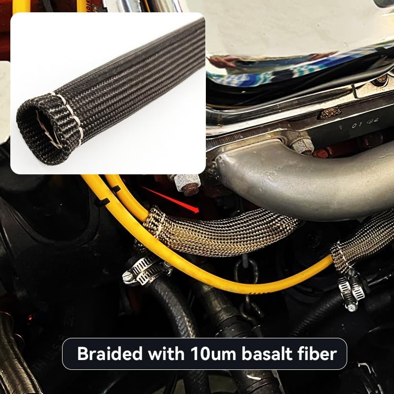 8PCS 1200 Degree Spark Plug Heat Shield Cover, Protection Insulator Sleeve, Spark Plug Insulator Wire Boots, 6 Inch Compatible with Car Truck (Black)