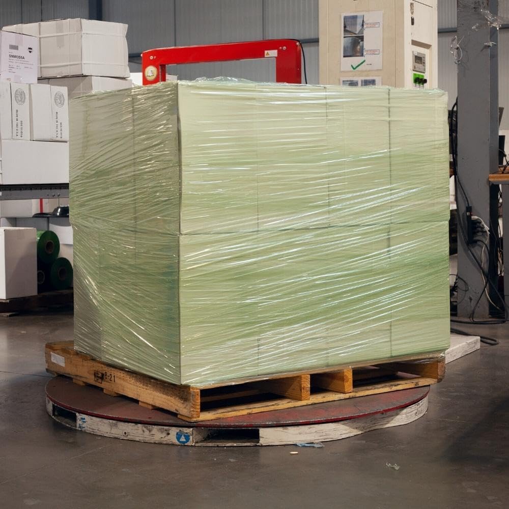 PSBM Tinted Green Pre-Stretched Wrap, 4 Rolls 15 Inch x 1476 Feet 30 Gauge Plastic Wrap Industrial Strength Shrink Film for Moving, Packing & Shipping