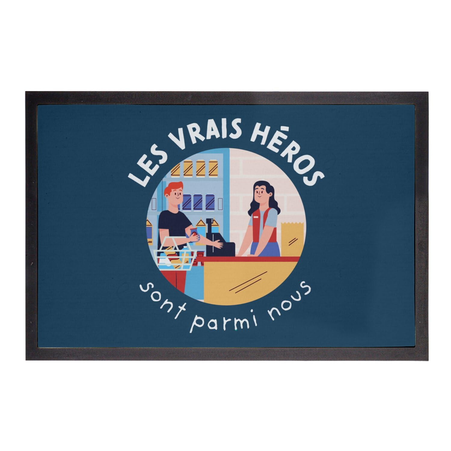 Paillasson bleu Les Vrais Héros tapis d'entrée thématique de qualité