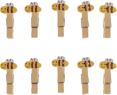 Amazon Co Jp Bestoyard 木製 クロスピン ミニ 木製クリップ フォトクリップ かわいい蜂 洗濯バサミ 木製ピンチ 洗濯小物 写真用 飾り付け Diy 手芸用 10個セット ホーム キッチン