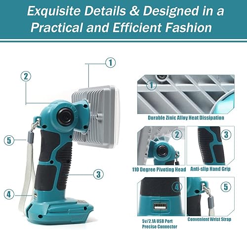 Miniatura 7 de Makita Light - Luz de trabajo LED inalámbrica WaxPar 18 W 2000 lm funciona con Makita 144-20 V DML801 DML802 DML185 LXT batería de iones de litio