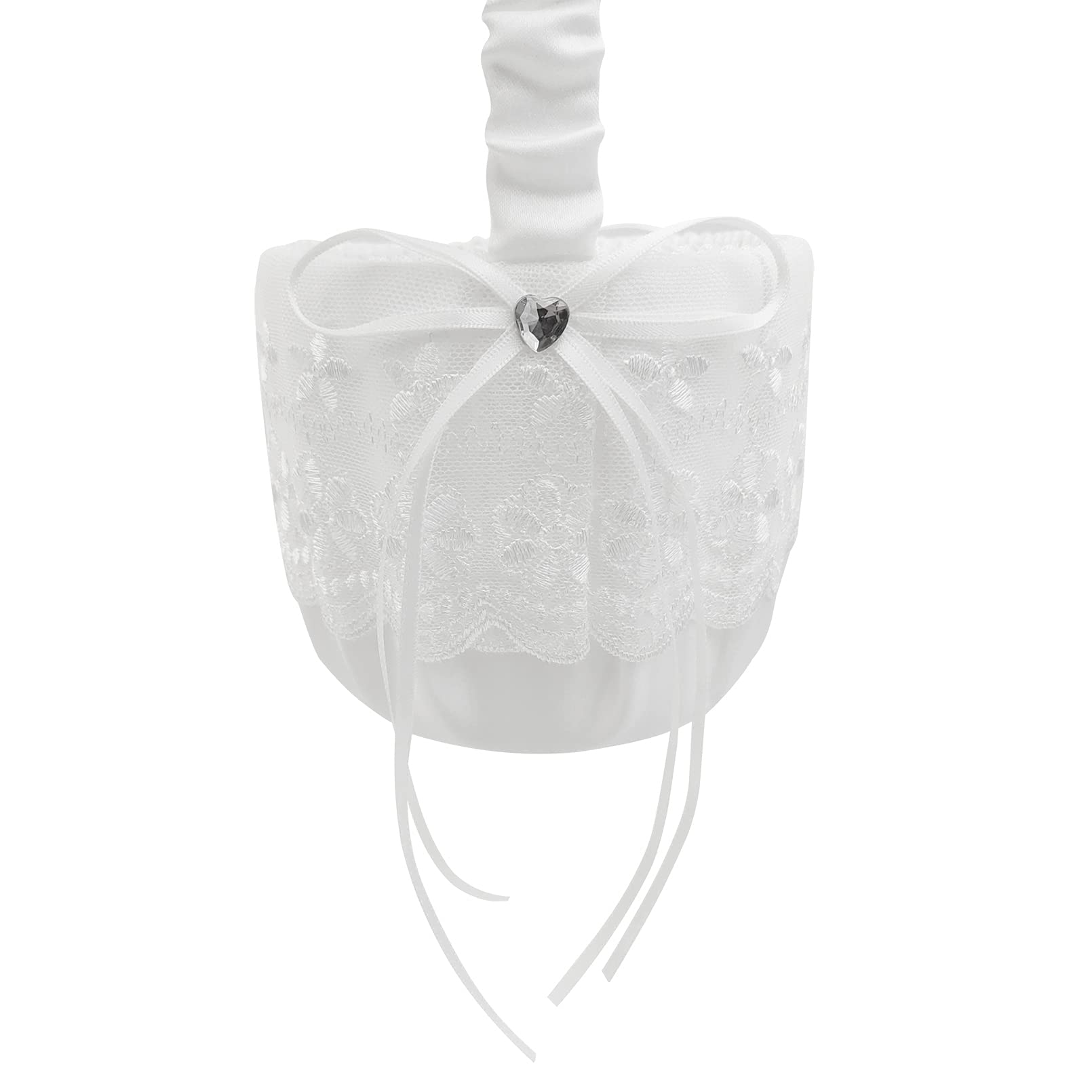 2 Stück Blumenmädchen Korb mit Henkel Blumenkorb Hochzeit Weiß