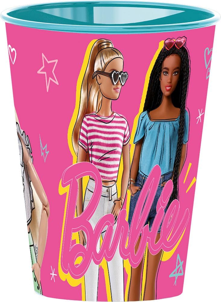 Barbie Verre rose pour enfants en plastique de 260 ml avec bec pour boire facilement