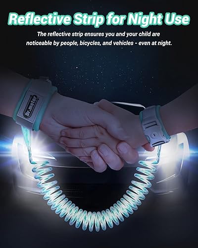 Miniatura 5 de Correa de muñeca antipérdida, paquete de 2 correas de seguridad para niños pequeños con cerradura de llave, arnés reflectante para caminar para